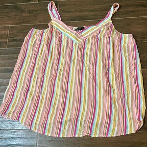 Plus Size Lane Bryant Blouse Tank Top Size 24 Striped Multicolor PTP is 29